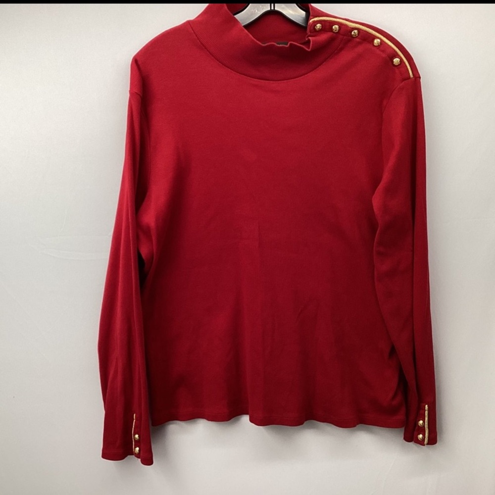 Ralph Lauren Red Blouse with Gold Button Details